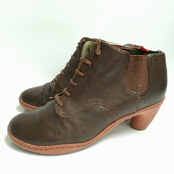 Camper Booties Leather Lace Up Sz 6 1/2 Brown - Picture 1 of 11